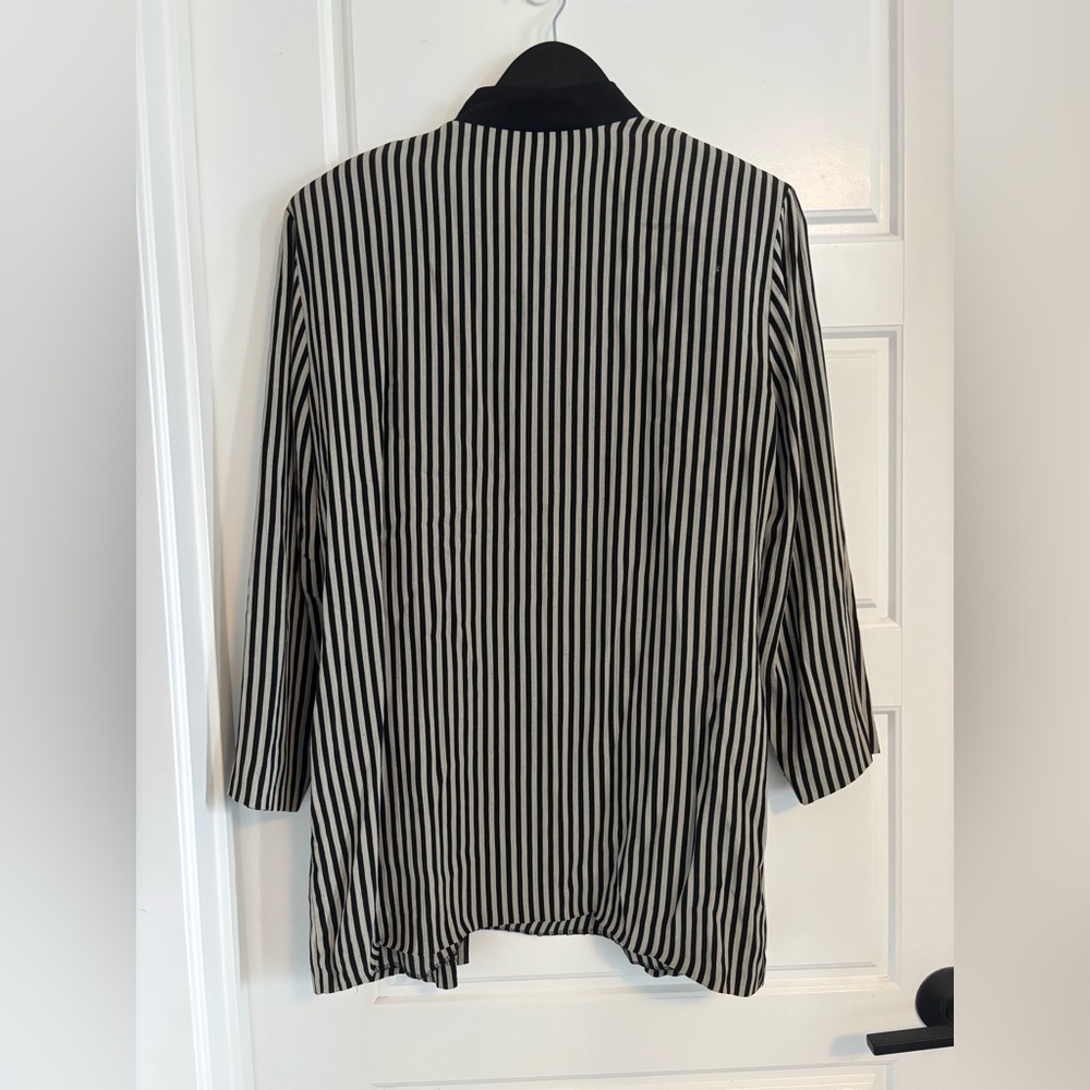 Vintage Vest Jacket by Scarlet Black White Stripe Gold Button Oversize Rayon S M - Picture 6 of 6
